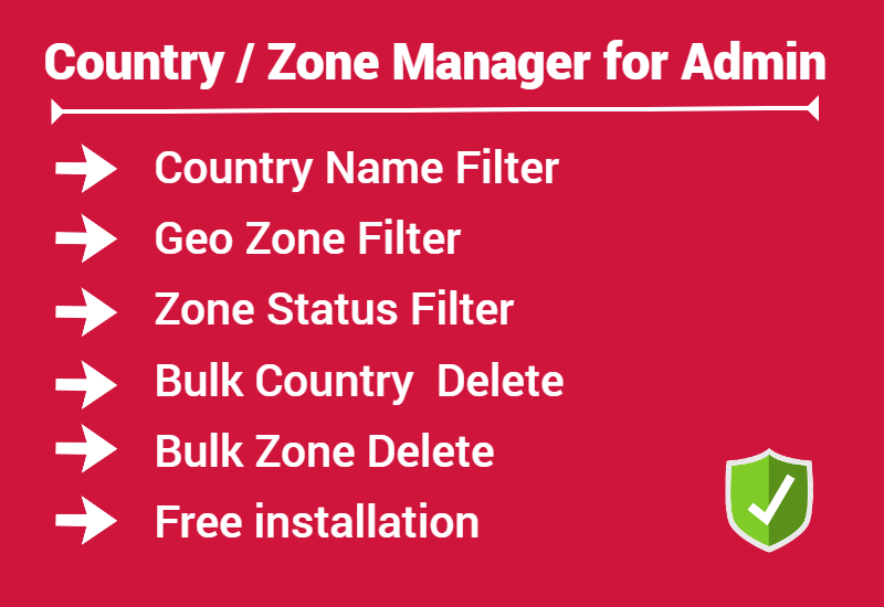 Easy Country & Zone List Manager For Admin For OpenCart
